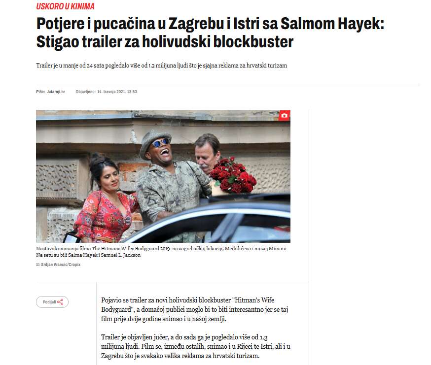 Salma Hayek i Samuel L. Jackson uhvaćeni u Zagrebu!